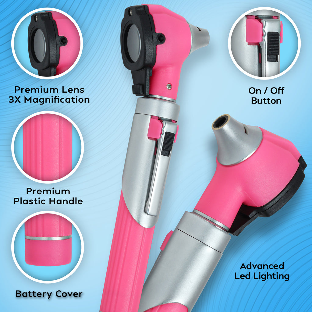 Fiber Optic Mini Otoscope Set - Pear Pink