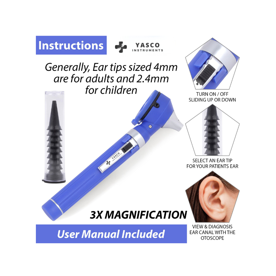 Fiber Optic Pocket Otoscope Set | Navy Blue