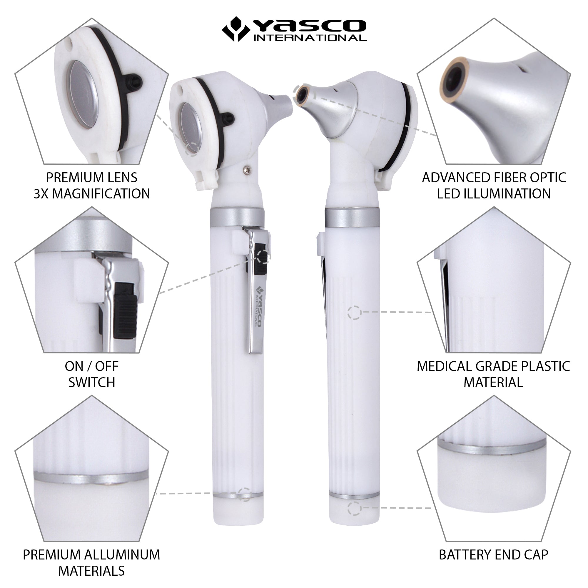 Fiber Optic Mini Ophthalmoscope & Otoscope Set - White