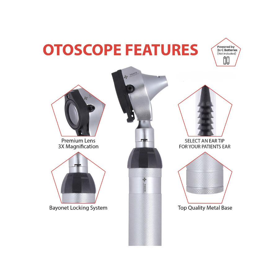 Professional Fiber Optic Otoscope & Ophthalmoscope Diagnostic Set