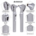 Fiber Optic Mini Ophthalmoscope & Otoscope Set -  Gray