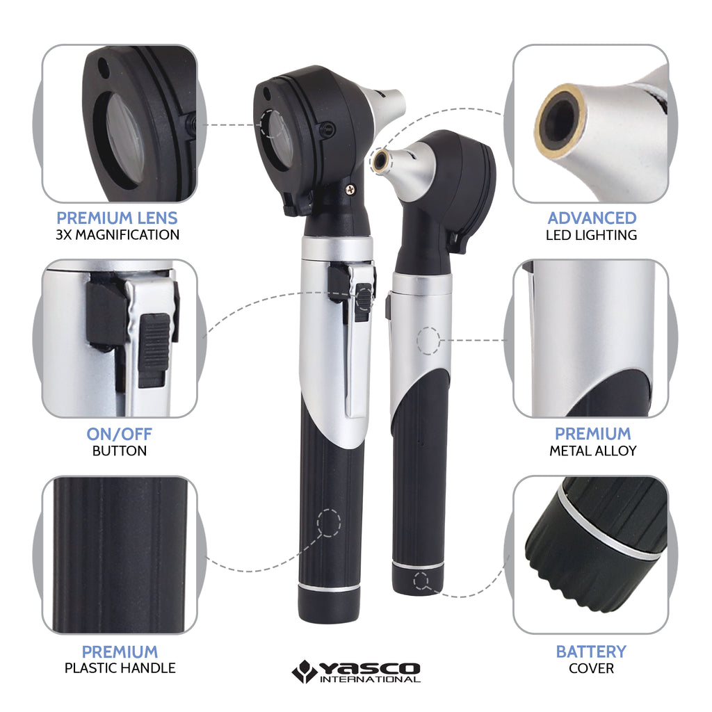 Fiber Optic Mini Otoscope Set - Black