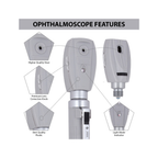 Fiber Optic Mini EENT Diagnostic Set | Gray Otoscope & Ophthalmoscope