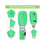 Fiber Optic Mini EENT Diagnostic Set | Green Otoscope & Ophthalmoscope