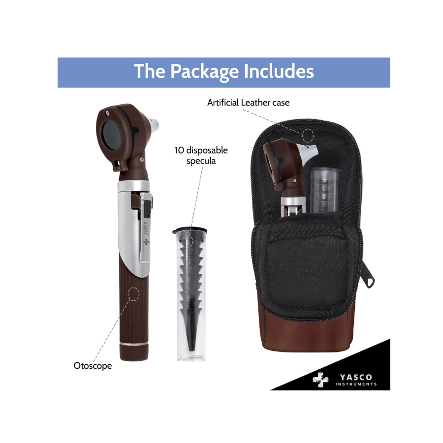 Fiber Optic Pocket Otoscope Set | Chocolate Brown