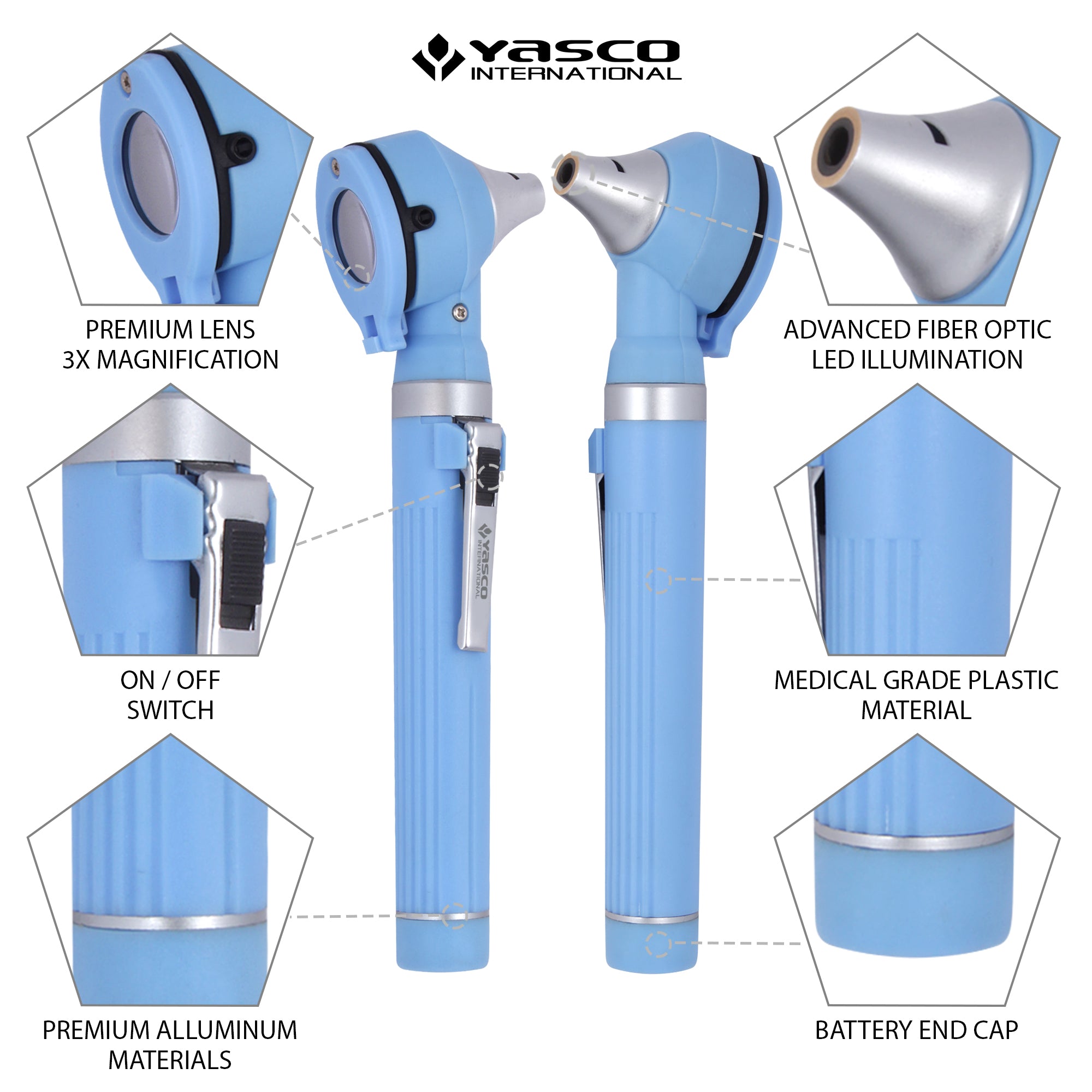 Fiber Optic Mini Ophthalmoscope & Otoscope Set - Ceil Blue