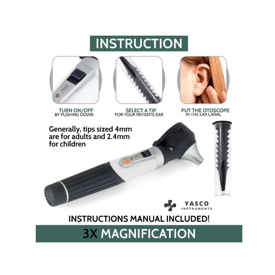 Fiber Optic Pocket Otoscope Set | Black
