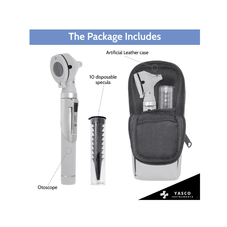 Fiber Optic Pocket Otoscope Set | Gray