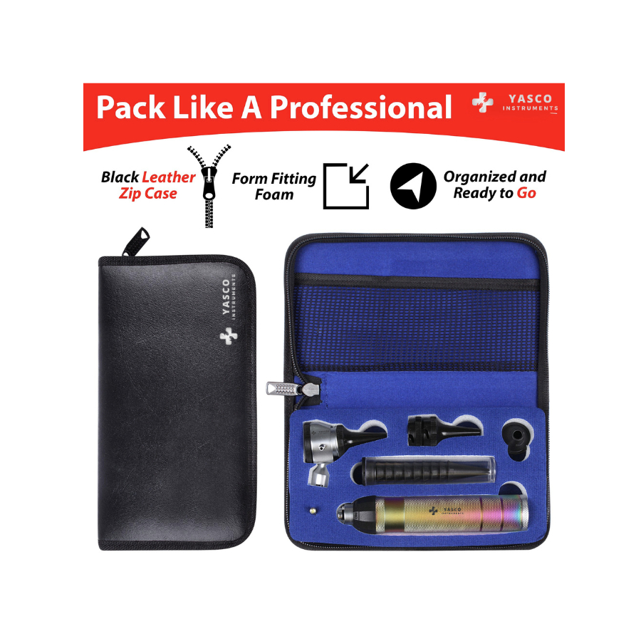 Brass Otoscope Set | Rainbow Finish Diagnostic Instrument