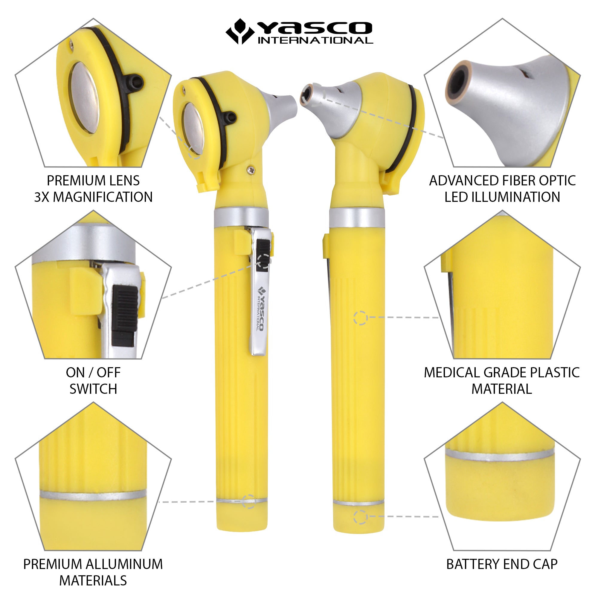 Fiber Optic Mini Otoscope Set - Yellow