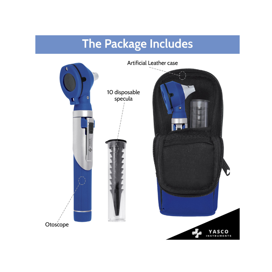 Fiber Optic Pocket Otoscope Set | Navy Blue