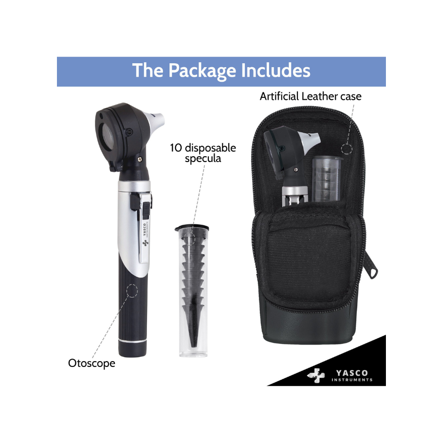 Fiber Optic Pocket Otoscope Set | Black