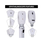 Fiber Optic Mini EENT Diagnostic Set | White Otoscope & Ophthalmoscope