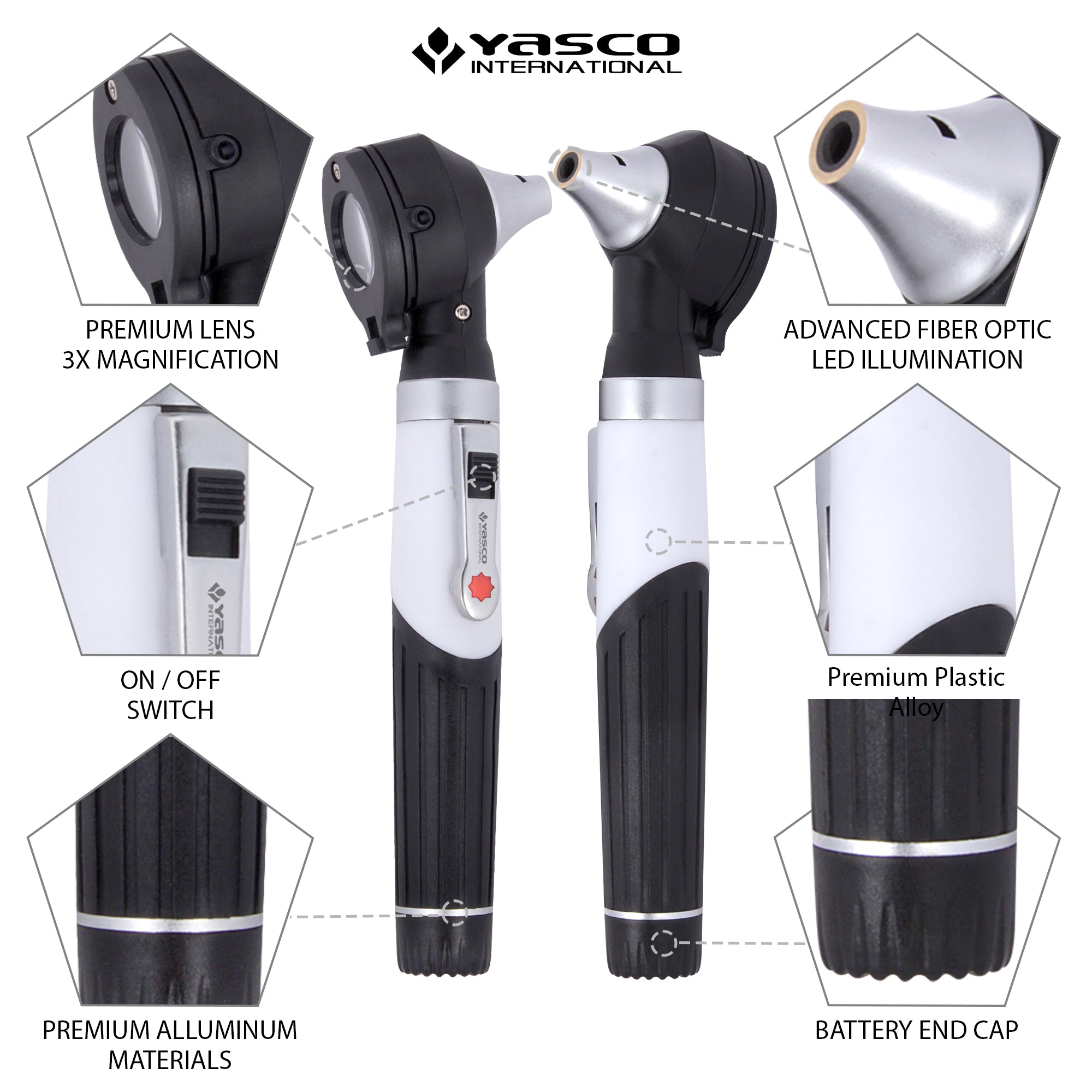 Fiber Optic Mini Ophthalmoscope & Otoscope Set - Five Aperture