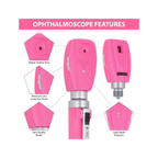Fiber Optic Mini EENT Set | Rose Pink Otoscope & Ophthalmoscope
