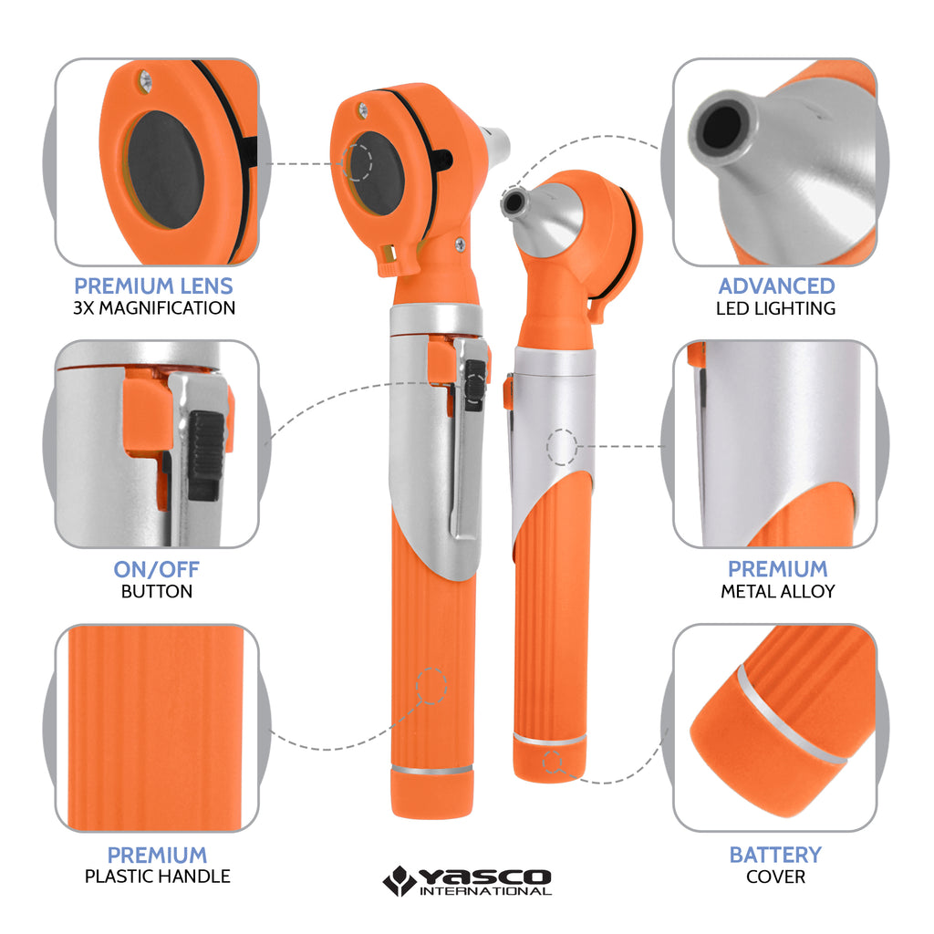 Fiber Optic Mini Otoscope Set - Orange