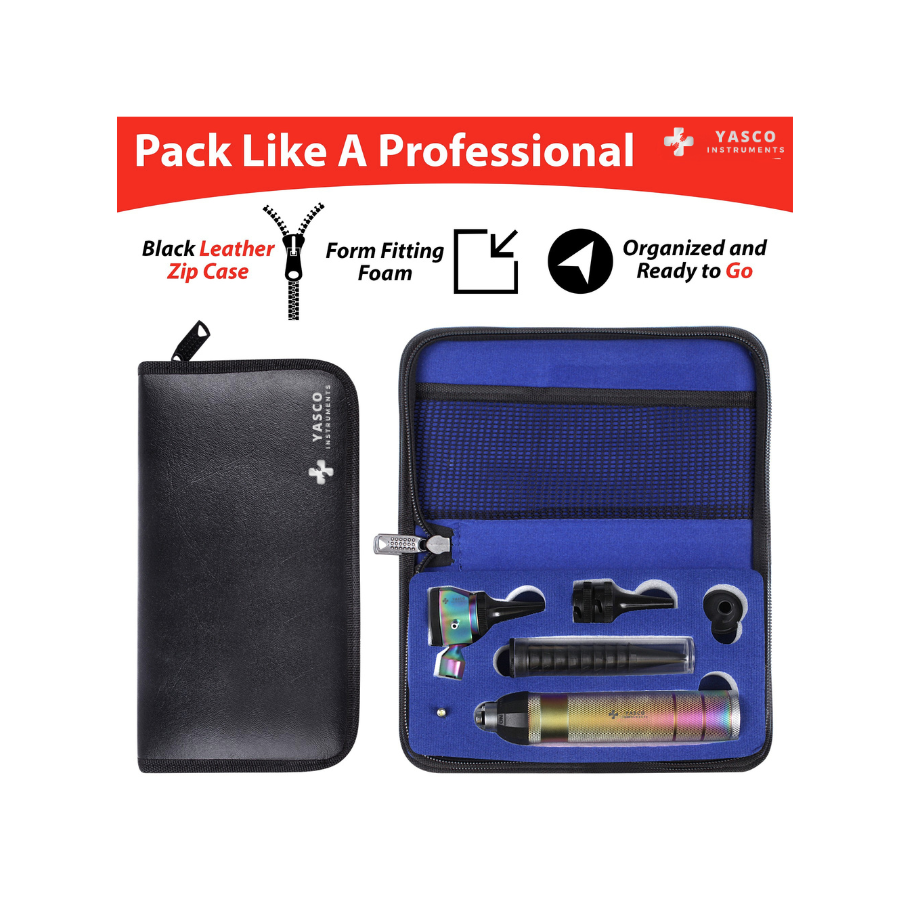 Brass Otoscope Set | Rainbow Finish Diagnostic Instrument
