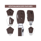 Fiber Optic Mini EENT Set | Chocolate Otoscope & Ophthalmoscope
