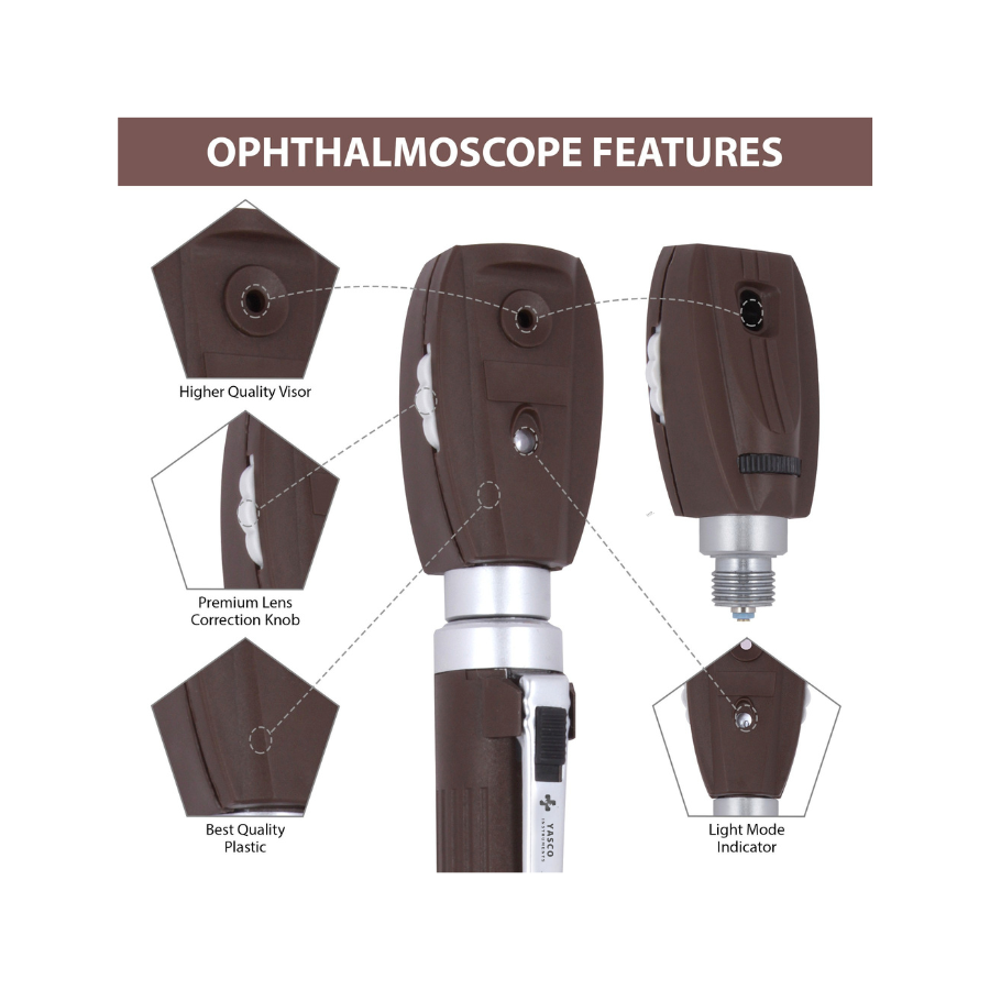 Fiber Optic Mini EENT Set | Chocolate Otoscope & Ophthalmoscope