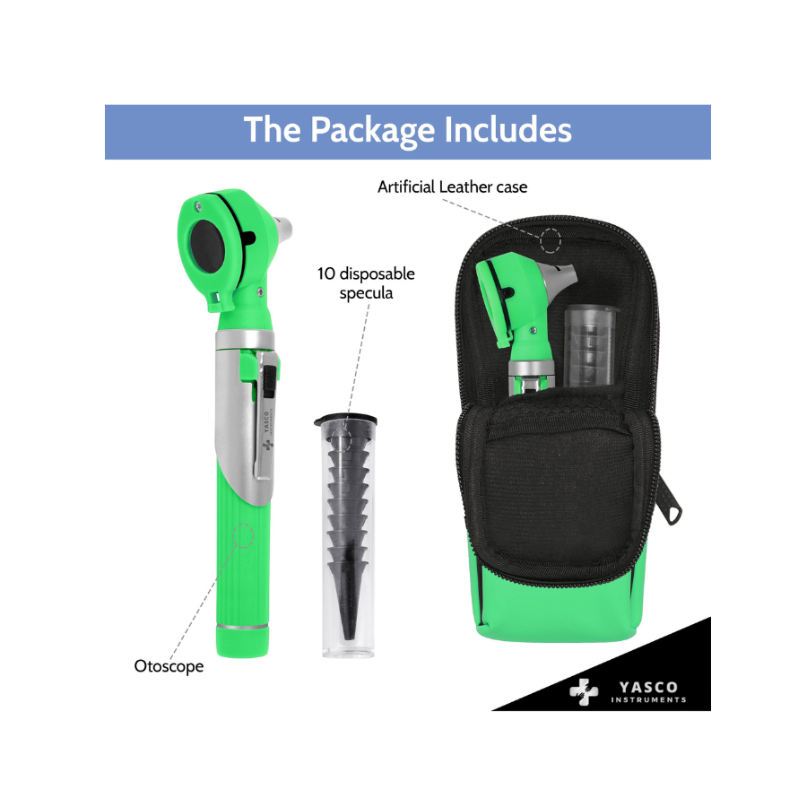 Fiber Optic Pocket Otoscope Set | Green