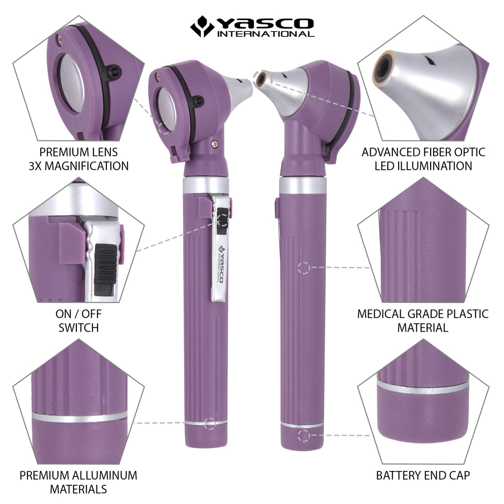 Fiber Optic Mini Otoscope Set - Purple