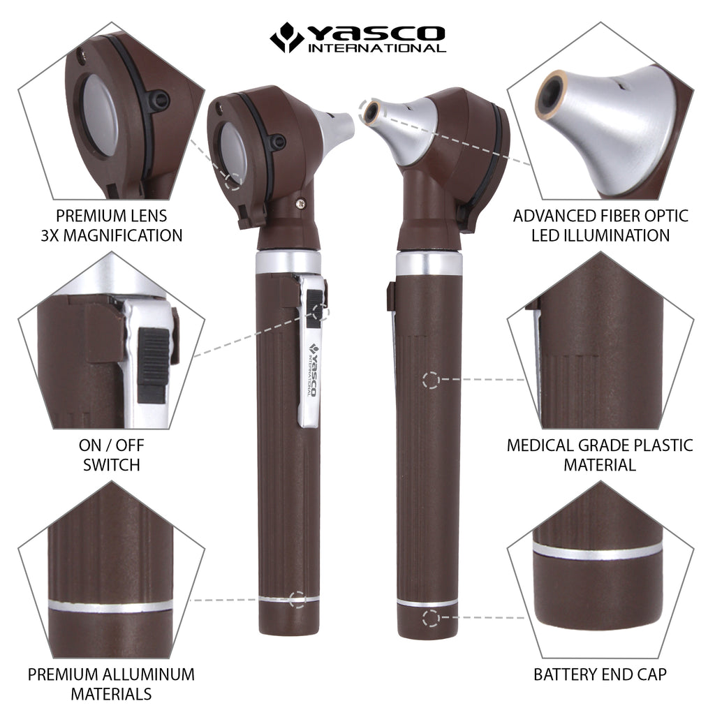 Fiber Optic Mini Otoscope Set - Chocolate Brown