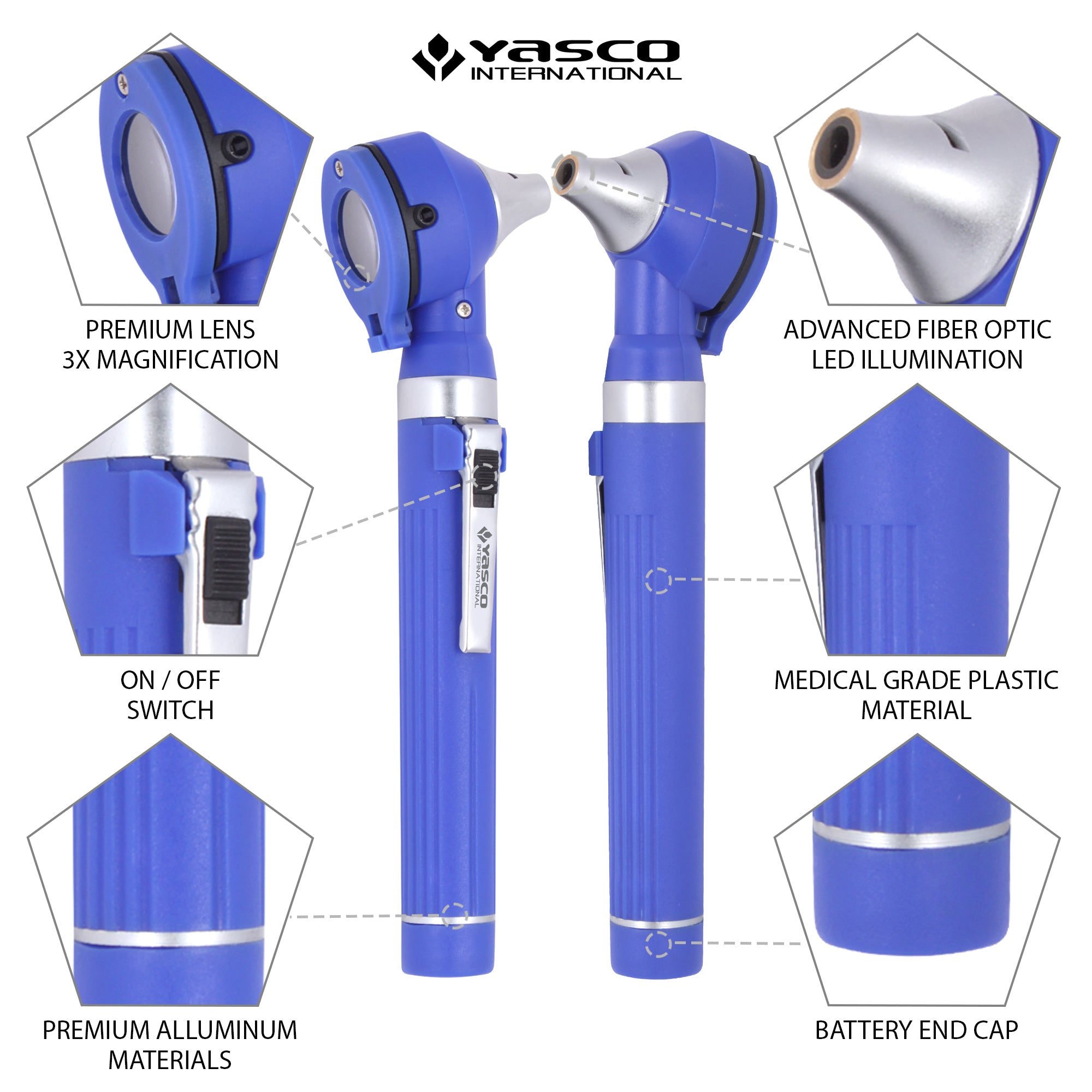 Fiber Optic Mini Otoscope Set - Navy Blue