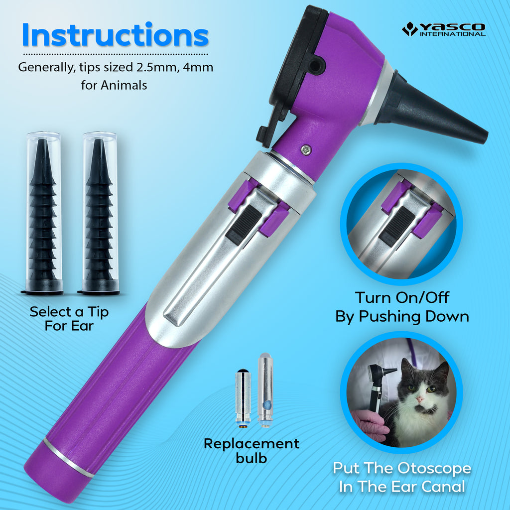 Fiber Optic Mini Otoscope Set - Purple