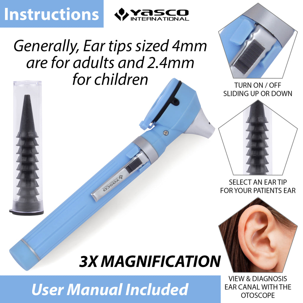 Fiber Optic Mini Otoscope Set - Ceil Blue