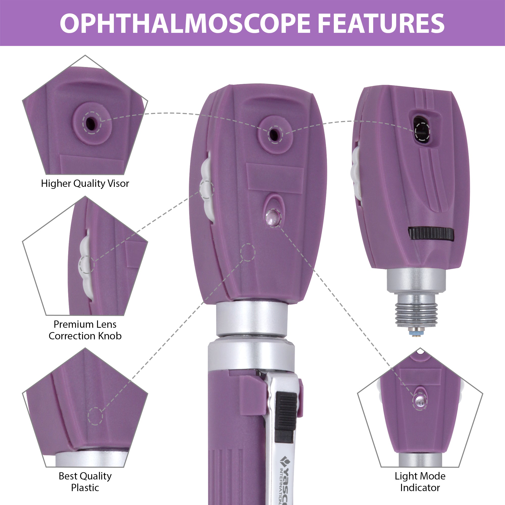 Fiber Optic Mini Ophthalmoscope & Otoscope Set - Purple