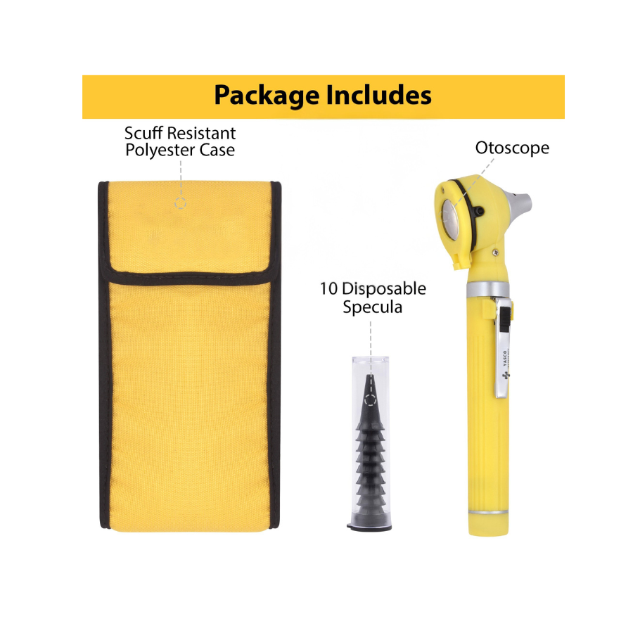 Fiber Optic Pocket Otoscope Set | Yellow