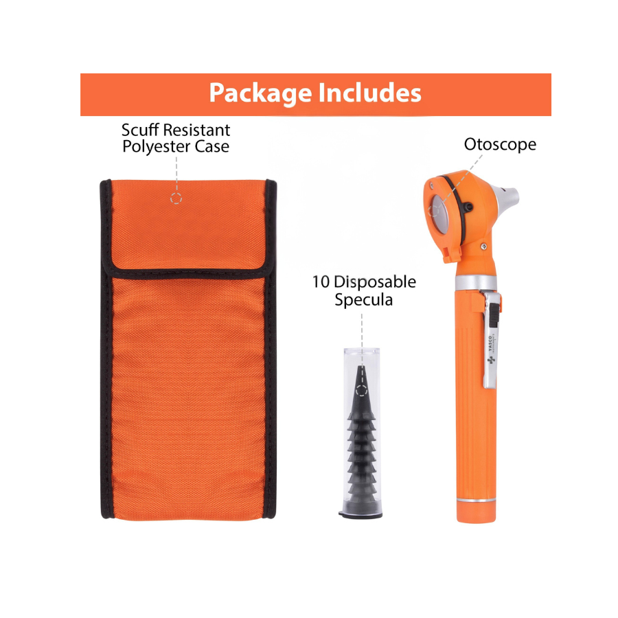 Fiber Optic Pocket Otoscope Set | Orange