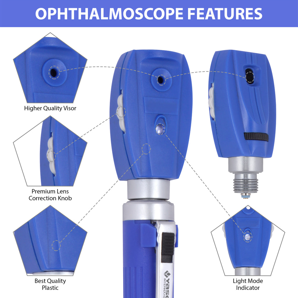 Fiber Optic Mini Ophthalmoscope & Otoscope Set - Navy Blue