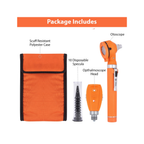 Fiber Optic Mini EENT Diagnostic Set | Orange Otoscope & Ophthalmoscope
