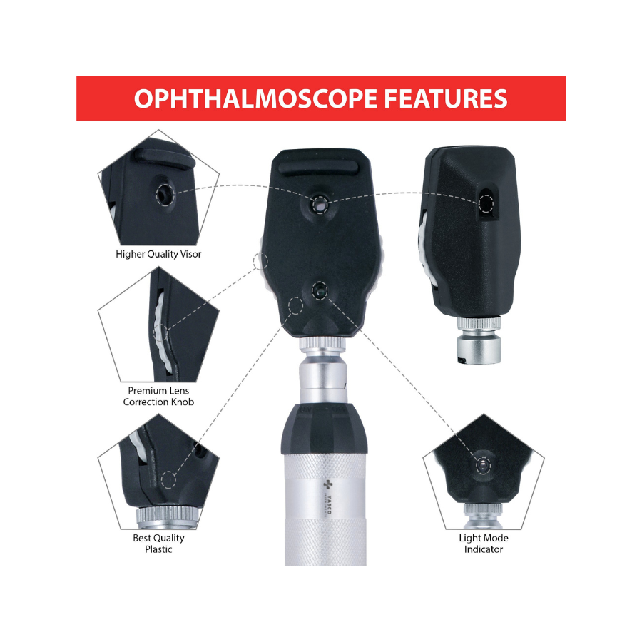 Professional Fiber Optic Otoscope & Ophthalmoscope Diagnostic Set