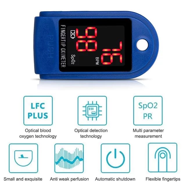 Finger Pulse Oximeter - Oxygen Saturation Monitor Blood Glucose Test Meter