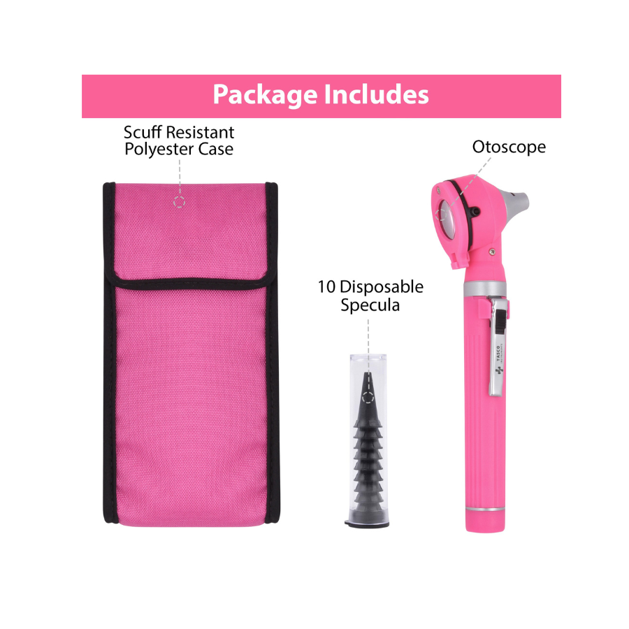 Fiber Optic Pocket Otoscope Set | Rose Pink