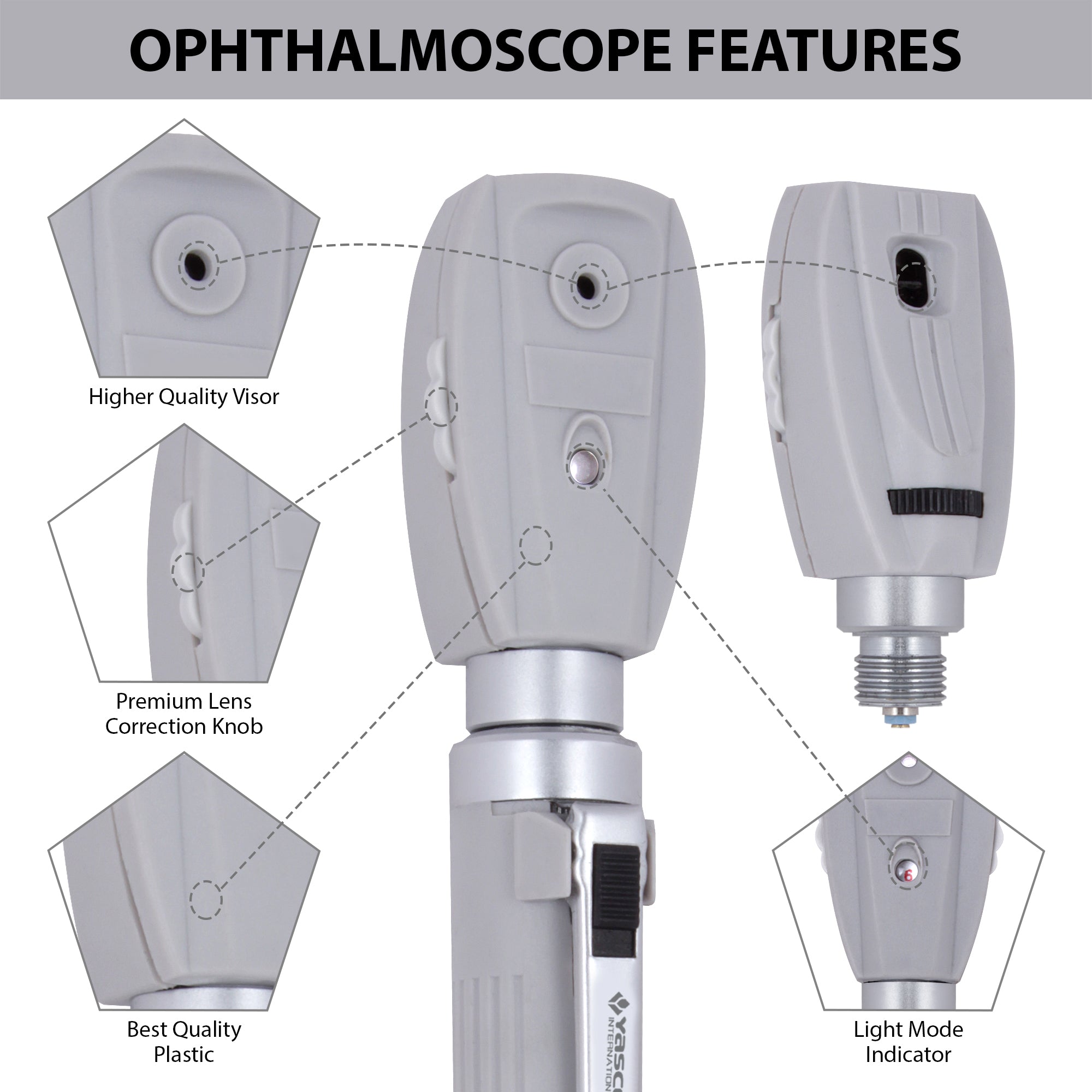 Fiber Optic Mini Ophthalmoscope & Otoscope Set -  Gray