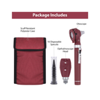 Fiber Optic Mini EENT Set | Burgundy Otoscope & Ophthalmoscope
