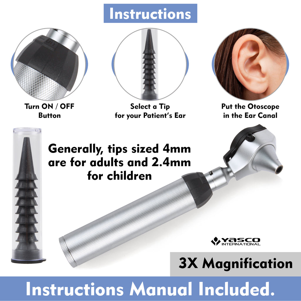 Fiber Optic Brass Otoscope Set