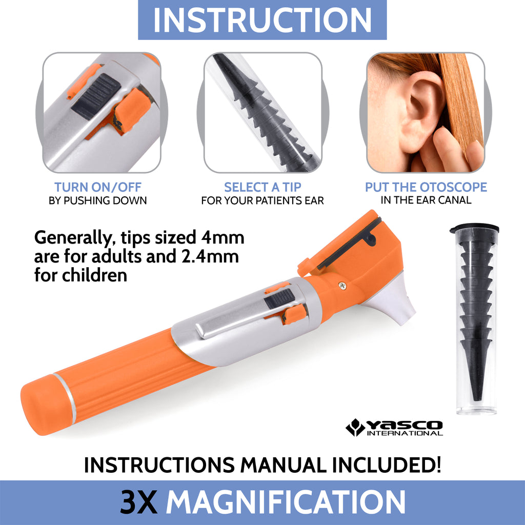 Fiber Optic Mini Otoscope Set - Orange