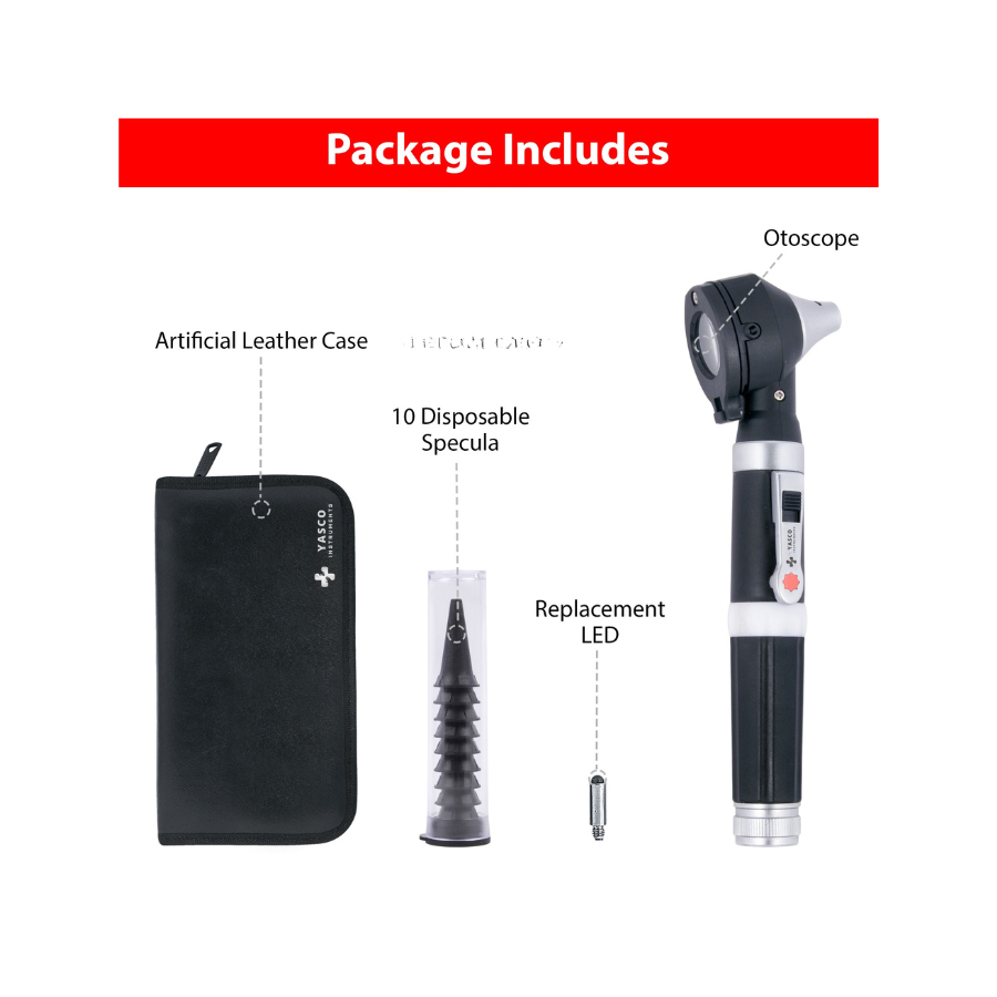 Fiber Optic Pocket Otoscope Set | Black