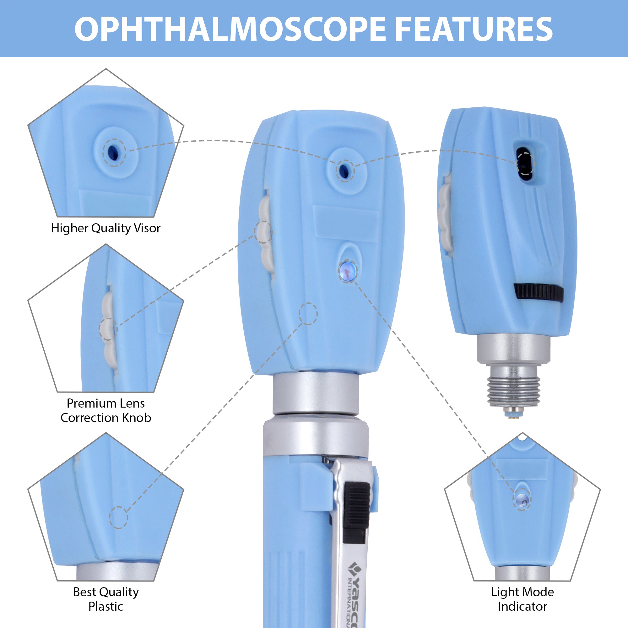 Fiber Optic Mini Ophthalmoscope & Otoscope Set - Ceil Blue