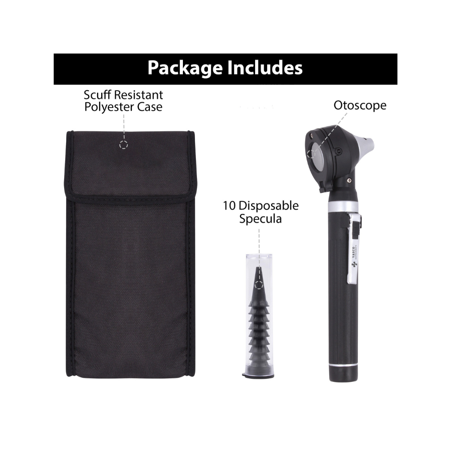 Fiber Optic Pocket Otoscope Set | Black