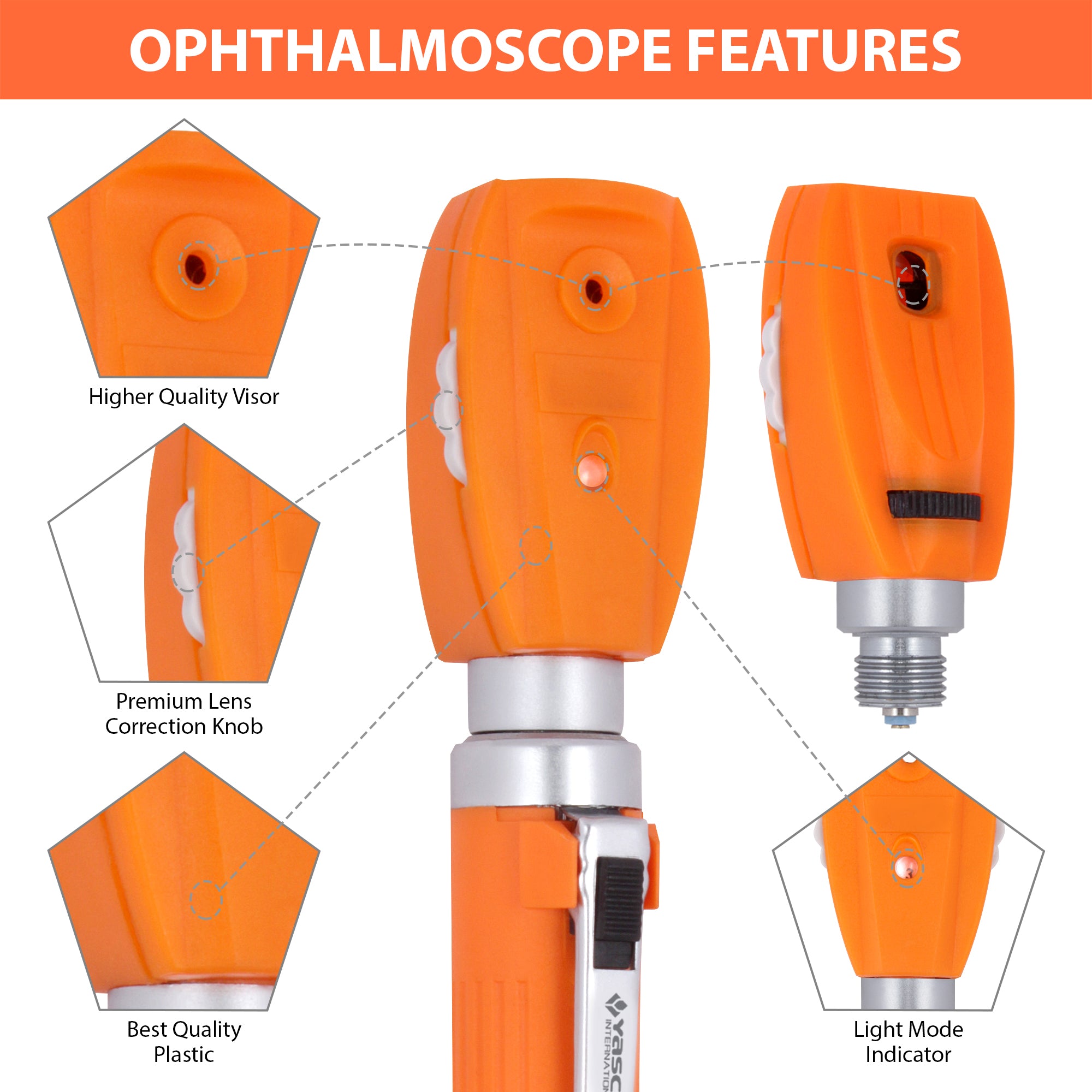 Fiber Optic Mini Ophthalmoscope & Otoscope Set -  Orange