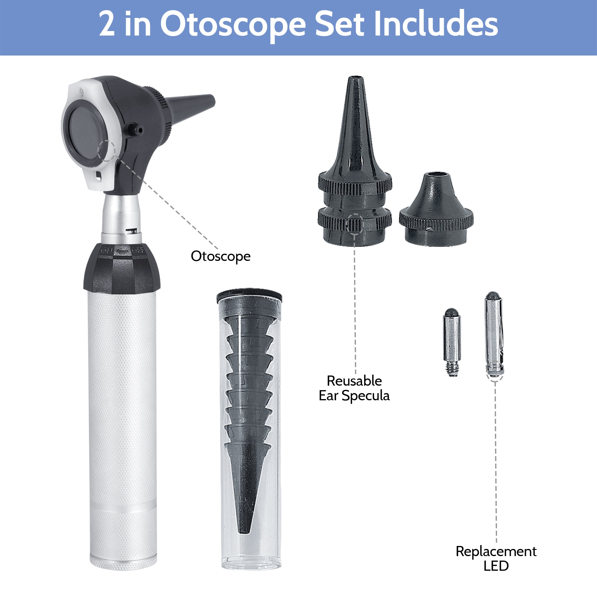 Conventional Otoscope Set - Black Finish Head