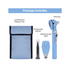 Fiber Optic Mini EENT Diagnostic Set | Sky Blue Otoscope & Ophthalmoscope