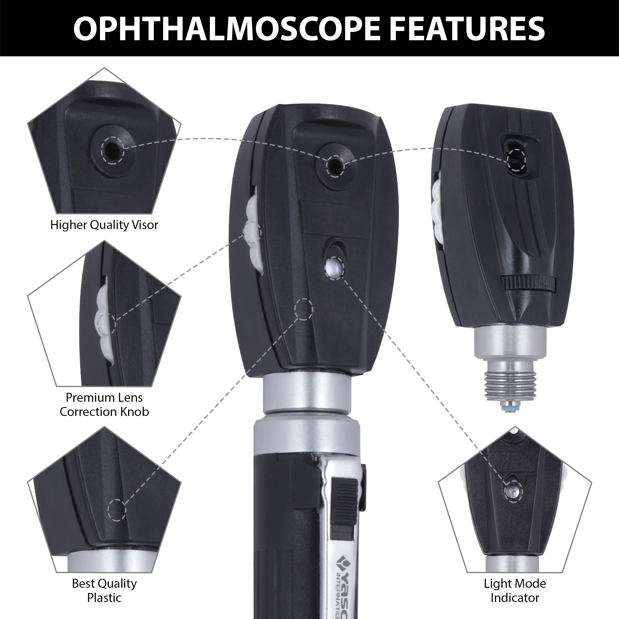 Fiber Optic Mini Ophthalmoscope & Otoscope Set - Black