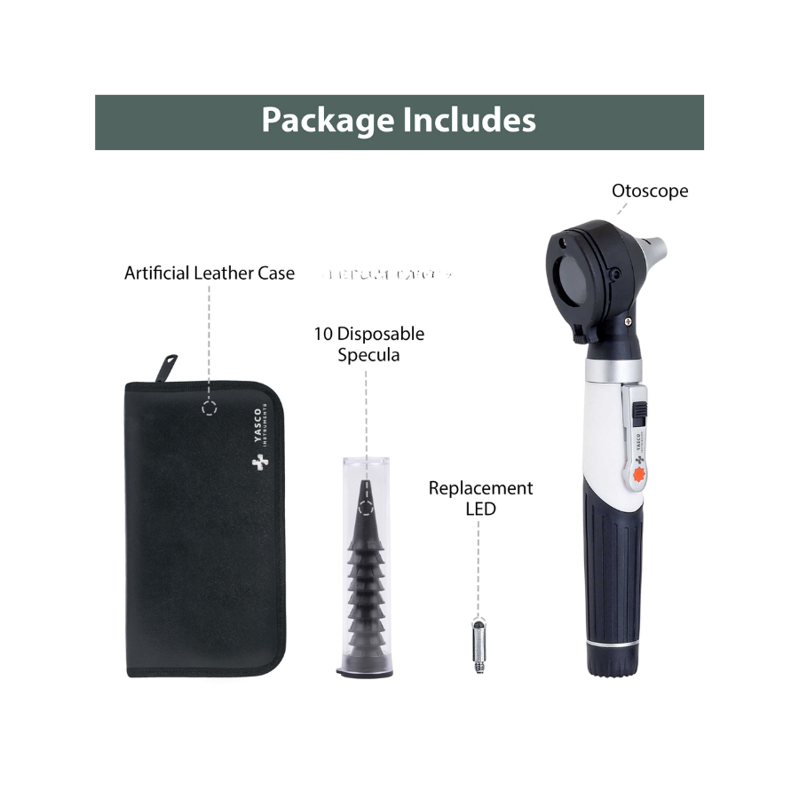 Fiber Optic Pocket Otoscope Set | Black
