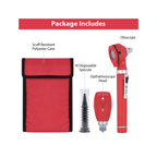 Fiber Optic Mini EENT Diagnostic Set | Red Otoscope & Ophthalmoscope